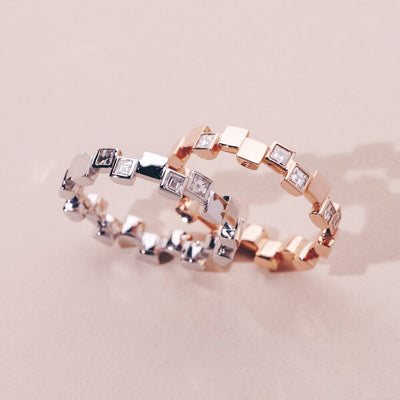 GAZE | Natural Square-cut Diamond 18kt Rose Gold Wedding Ring