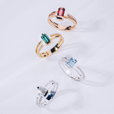 Hidden Glory | Natural Green Tourmaline & Diamond 18kt Gold Ring