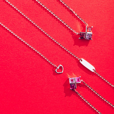 CROSS MY HEART | Natural Ruby & Pink Sapphire 18kt Gold Necklace