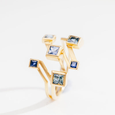 Utopia | Natural Coloured Sapphire 18kt Yellow Gold Puzzle Ring