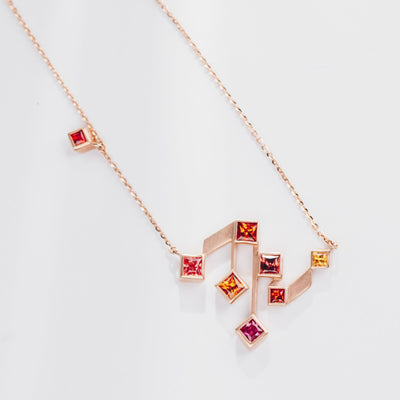 Utopia | Natural Coloured Sapphire 18kt Rose Gold Sunrise Necklace