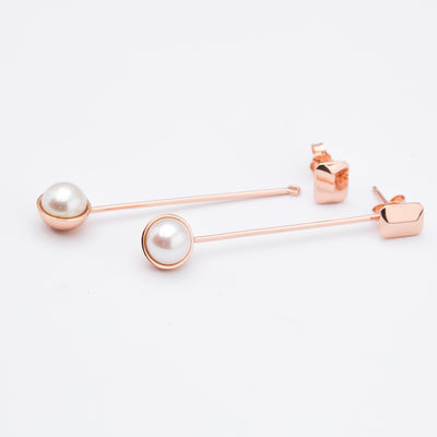 Aurora's Drop | Freshwater Pearl 925 Silver 18K Rose Gold Plated Detachable Earrings