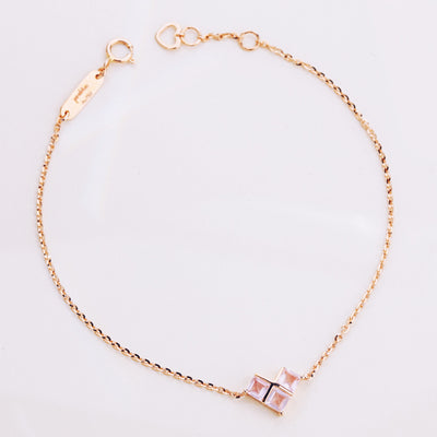 CROSS MY HEART | Natural Rose Quartz 18kt Rose Gold Bracelet