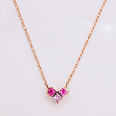 CROSS MY HEART | Natural Pink Sapphire 18kt Gold Necklace