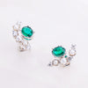 Universe | Natural Emerald, Tiny Pearl & Diamond 18kt White Gold Earrings