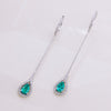 Classic | Natural Emerald & Diamond 18kt White Gold Dangling Earrings