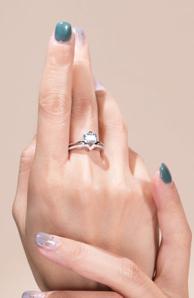 ROYAL | Natural Aquamarine & Diamond 18kt White Gold Ring