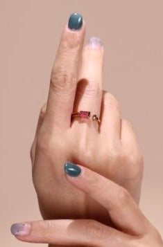 Hidden Glory | Natural Reddish Pink Tourmaline 18kt Gold Ring