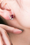 Universe | Natural Garnet, Tiny Pearl & Diamond 18kt White & Rose Gold Earrings