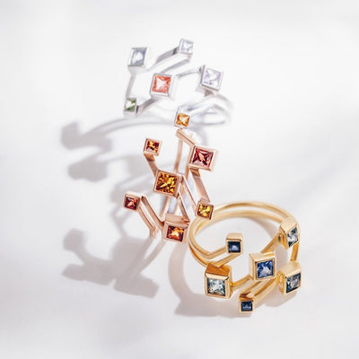 Utopia | Natural Coloured Sapphire 18kt Rose Gold Puzzle Ring