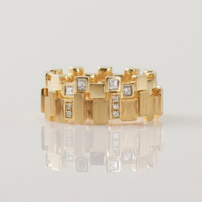 GAZE | Natural Square-cut Diamond 18kt Yellow Gold Wedding Ring