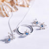Snowflakes | Natural Sapphire, Mother-of-Pearl, Tiny Pearl & Diamond 18kt White Gold Ear Studs