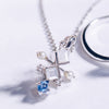 Snowflakes | Natural Sapphire, Mother-of-Pearl, Tiny Pearl & Diamond 18kt White Gold Necklace