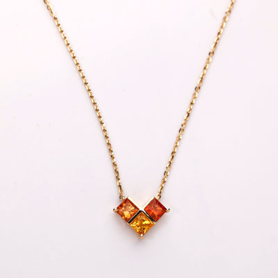 CROSS MY HEART | Natural Orange Sapphire 18kt Gold Necklace