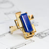 Paradeisos | Natural Lapis Lazuli 925 Silver 18K Gold Plated Ring (Shinny)