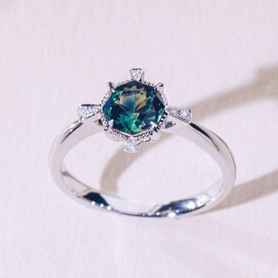 Universe | Natural Parti-Sapphire & Diamond 18kt White Gold Ring
