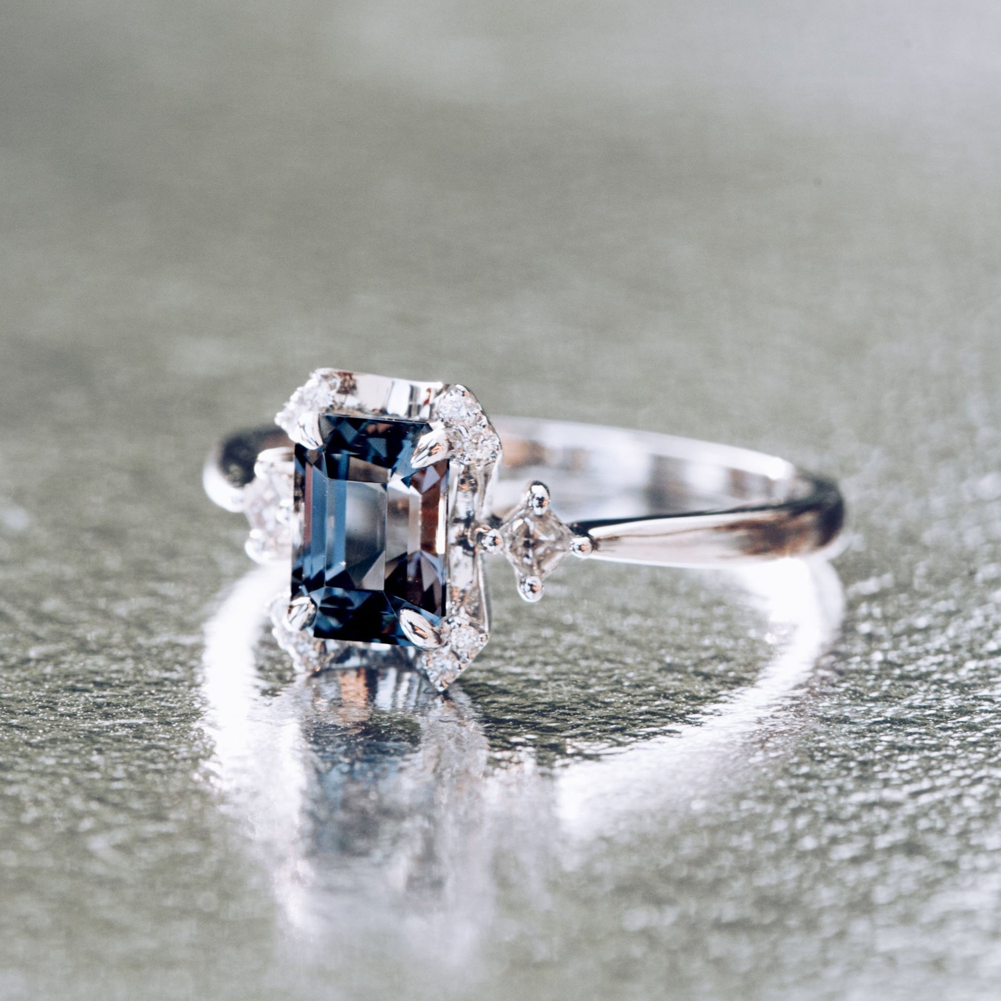 Antique Diamond & Amethyst Bridal Wedding Ring Set 18k White Gold 2.75ct -  U6704