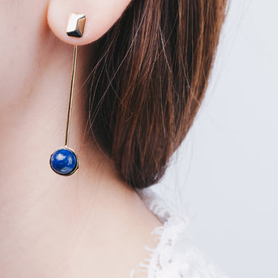 Aurora's Drop | Natural Lapis Lazuli 925 Silver 18K Gold Plated Detachable Earrings