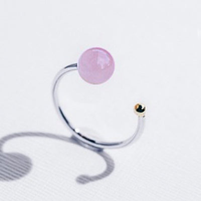 Galaxias | Natural Rose Quartz 925 Silver 18K Gold Plated Stacking Open Ring