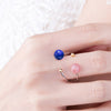 Galaxias | Natural Lapis Lazuli 925 Silver 18K Gold Plated Stacking Open Ring