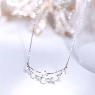 DEW | Natural Diamond & Tiny Pearl 18kt Necklace (Small)