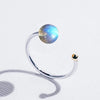 Galaxias | Natural Labradorite 925 Silver 18K Gold Plated Stacking Open Ring