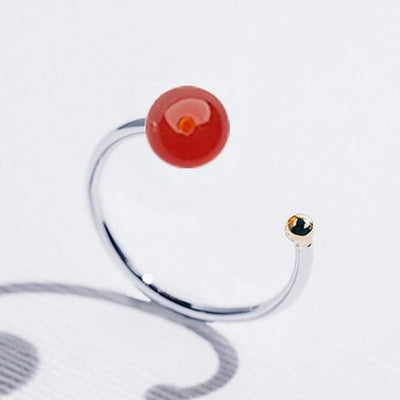 Galaxias | Natural Carnelian 925 Silver 18K Gold Plated Stacking Open Ring